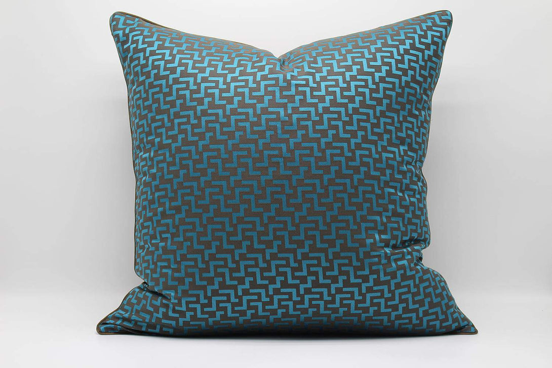 BRENDA BEST BLUE GEOMETRIC PILLOWS & CUSHIONS- ANGIE HOMESE'S INDIA ANGIE HOMES