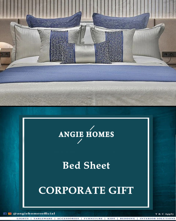 SKY BLUE BEAUTIFUL BED SET for Wedding, House Warming & Corporate Gift ANGIE HOMES