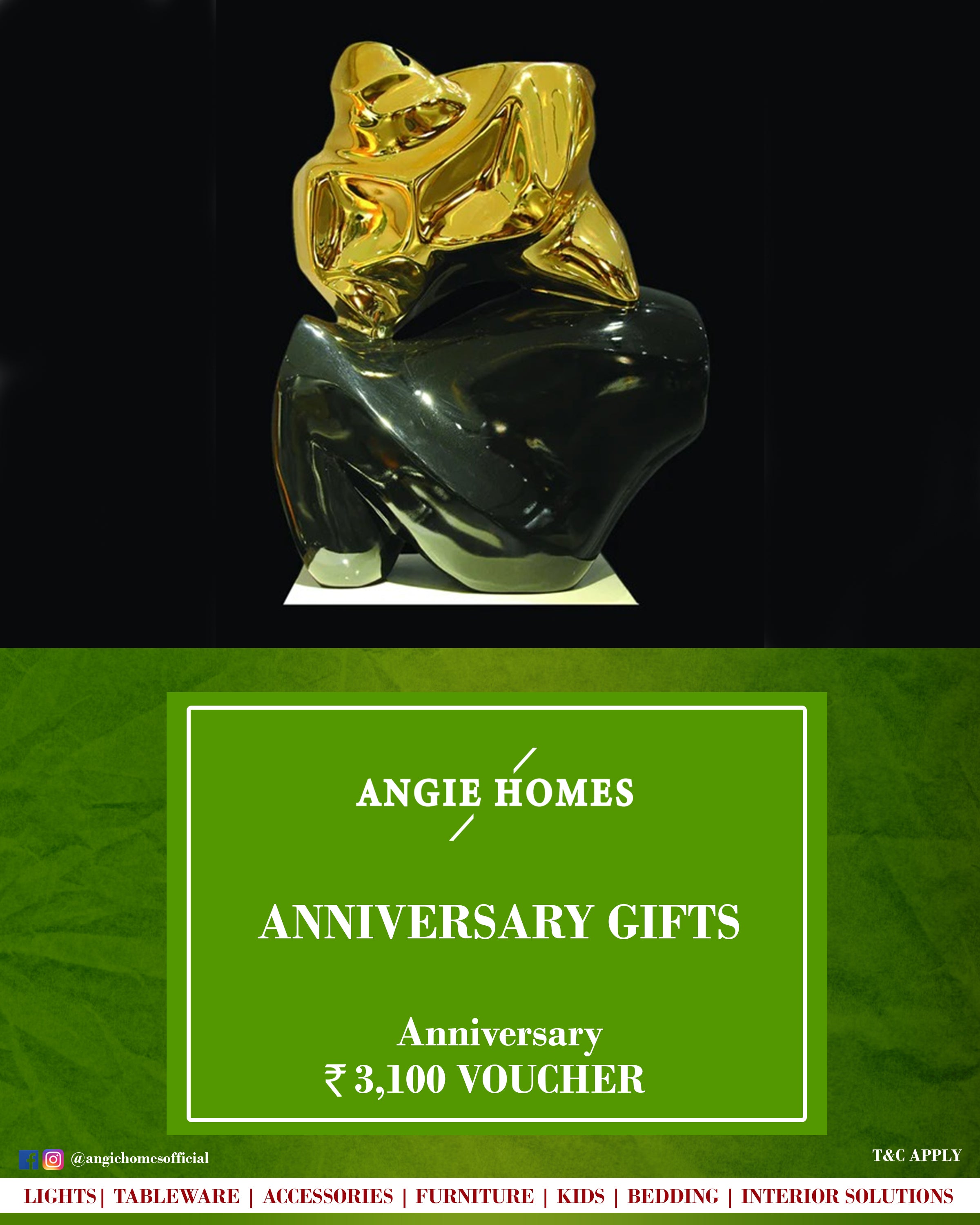 Anniversary Gift Voucher for Sculpture Online in India - Angie Homes E-Gift Card