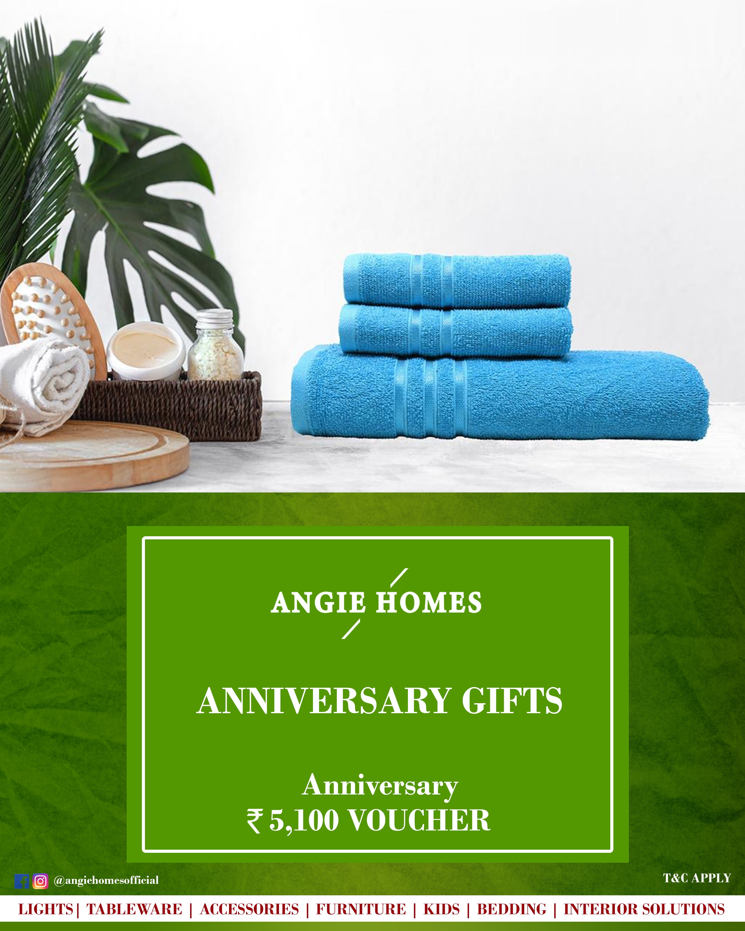 Anniversary Gift Vouchers Online for Towel - Angie Homes E-Gift Card