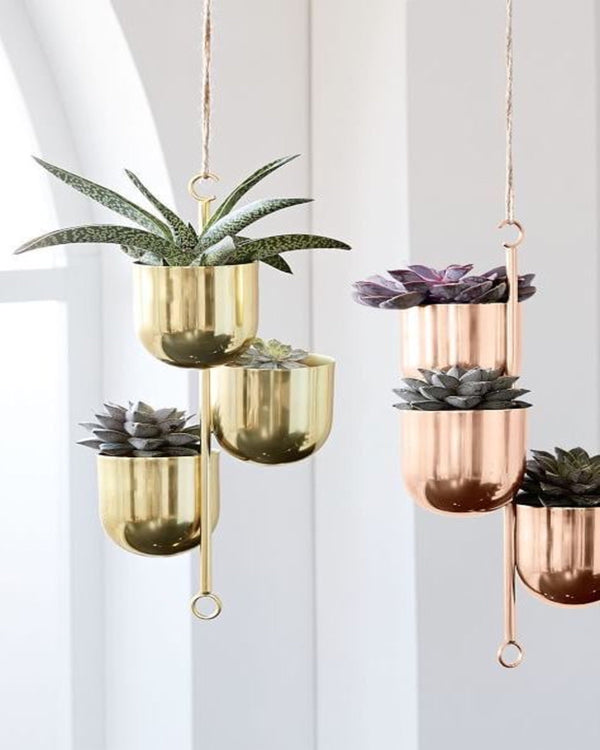 Plant Hanging Metal Brass Gold Finish Planter