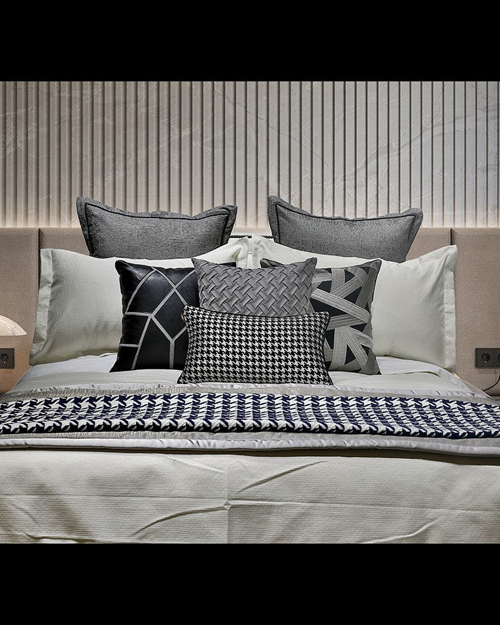 Luxury grey bed set with pillow