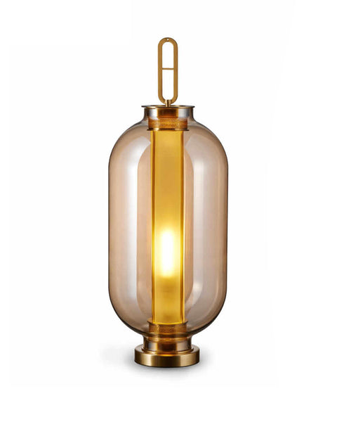 Valentine Glass Pendant Light, Antique Brass