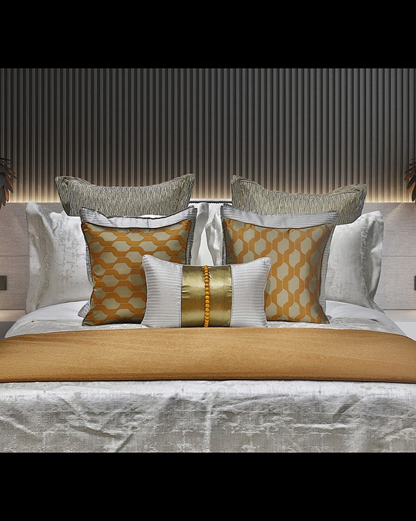 Luxury grey bed set with pillow