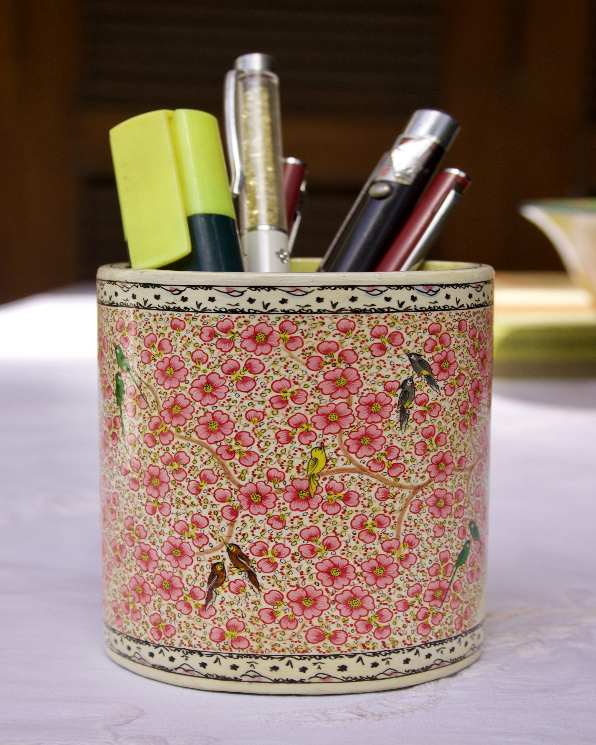 Cosima Kashmiri Paper Mache Pencil Cup ANGIE HOMES cosima-kashmiri-paper-mache-pencil-cup-angie-homes