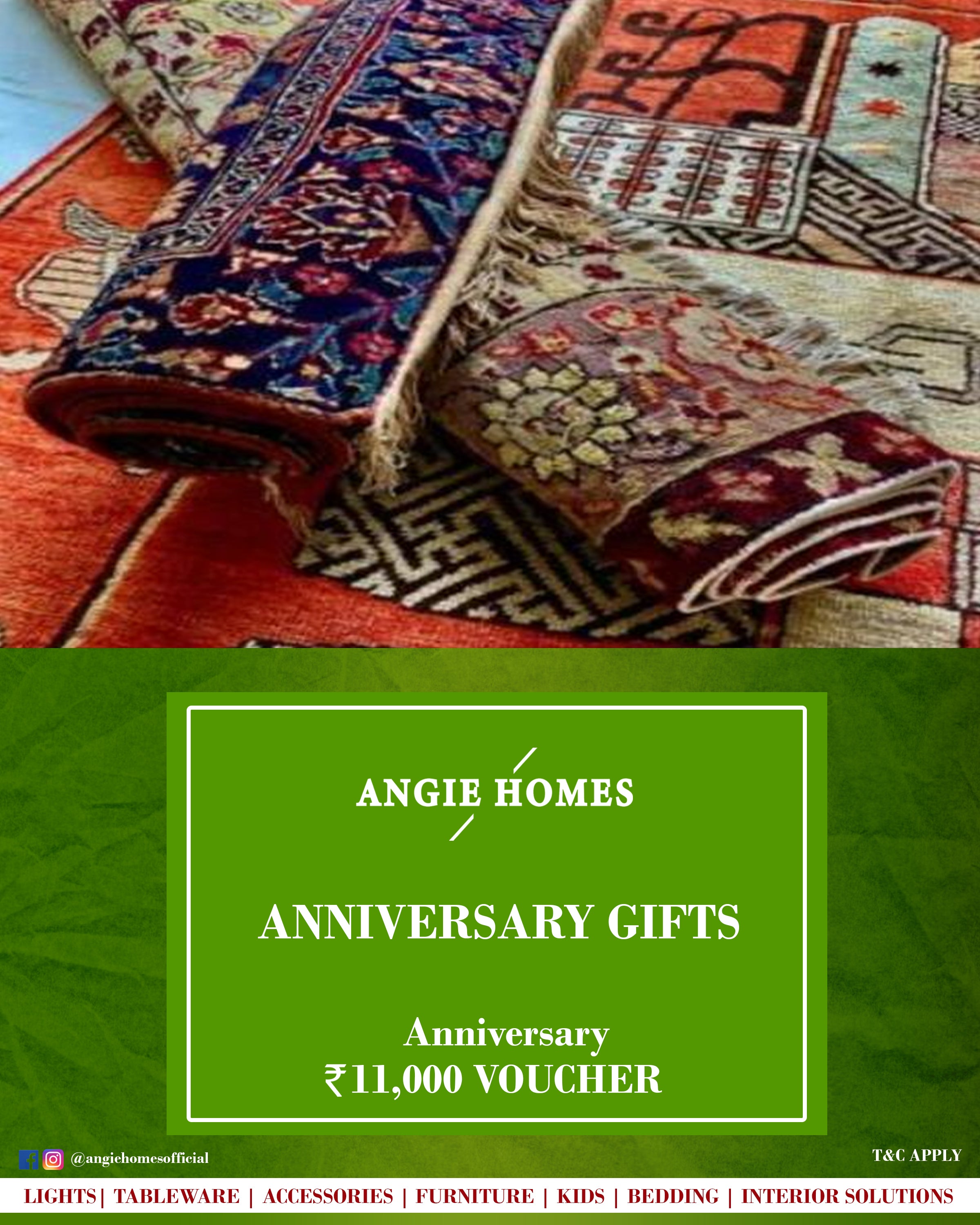 Luxury Online Anniversary Gift Voucher for Carpet- Angie Homes E-Gift Card