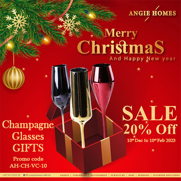 Champagne Glasses For Christmas Gift | X-mas Gift Voucher For Bulk Gifting | Corporate Gifts ANGIE HOMES