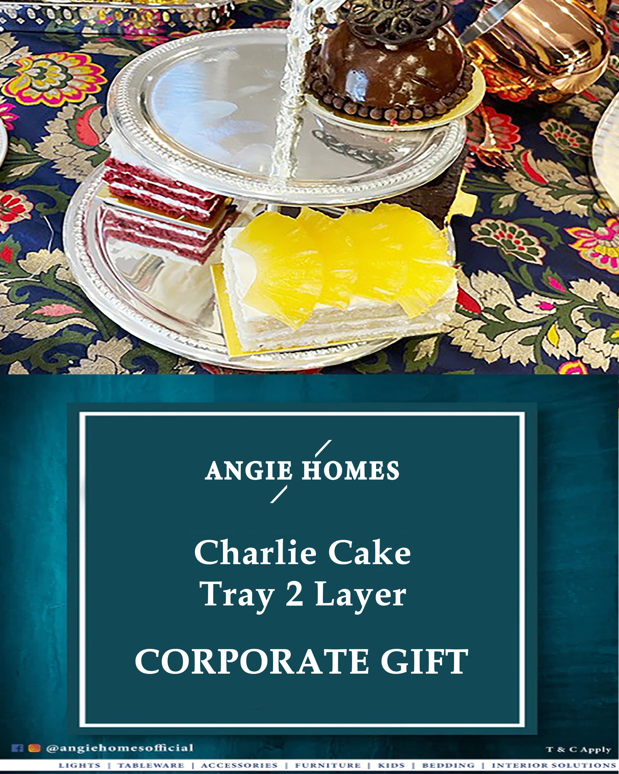 Charlie Cake Tray 2-Layers Wedding, House Warming & Corporate Gift ANGIE HOMES