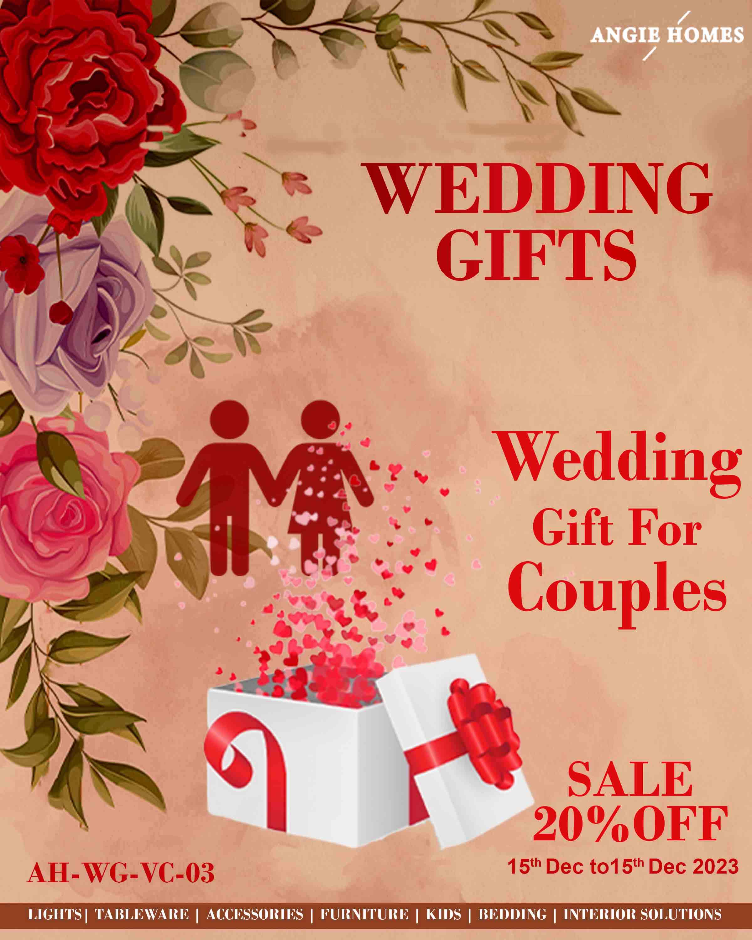 NEWLY COUPLES WEDDING GIFTS | MARRIAGE GIFT VOUCHER | GIFTTING CARD COUPLES ANGIE HOMES