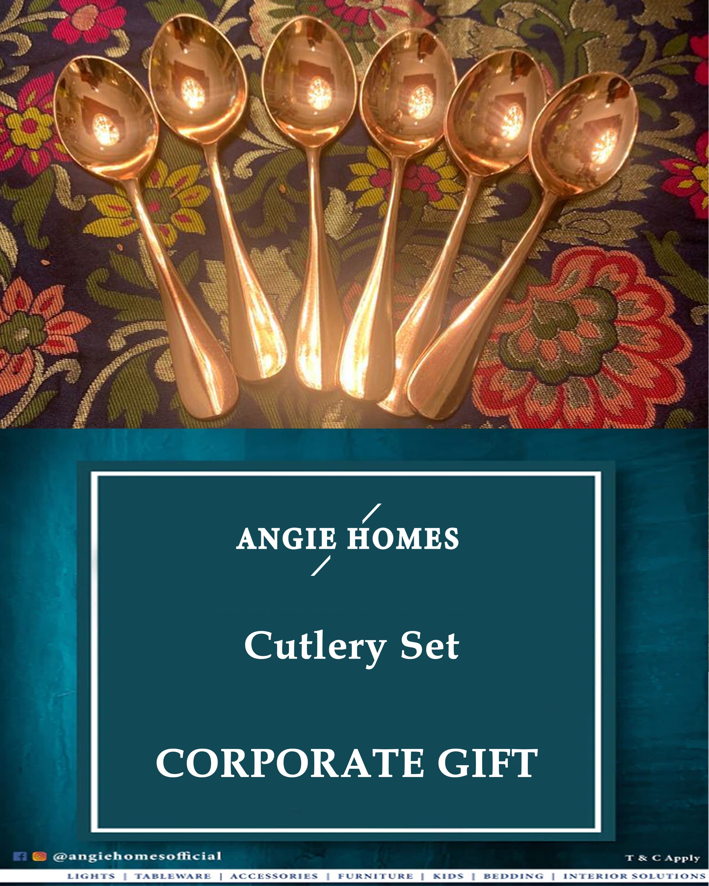 Designer Gold Finish Cutlery for Weddings, House Warming & Corporate Gifts ANGIE HOMES