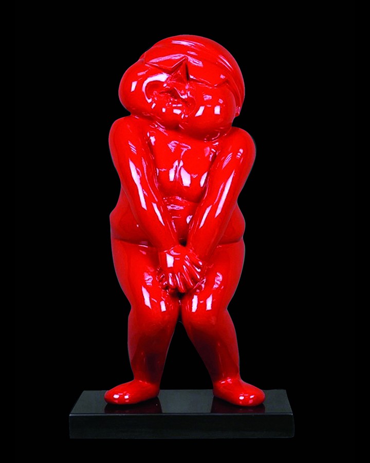 Fiber Glass Off Standing Red Sculpture