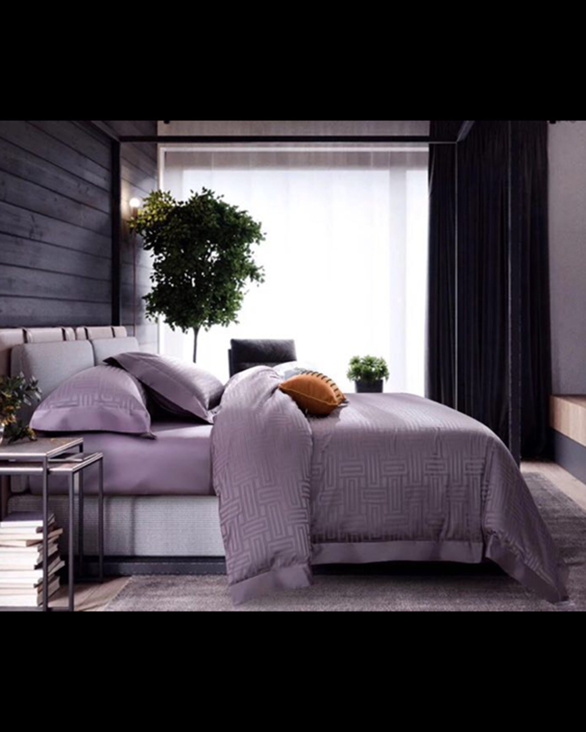 Luxury purple bed set with pillow