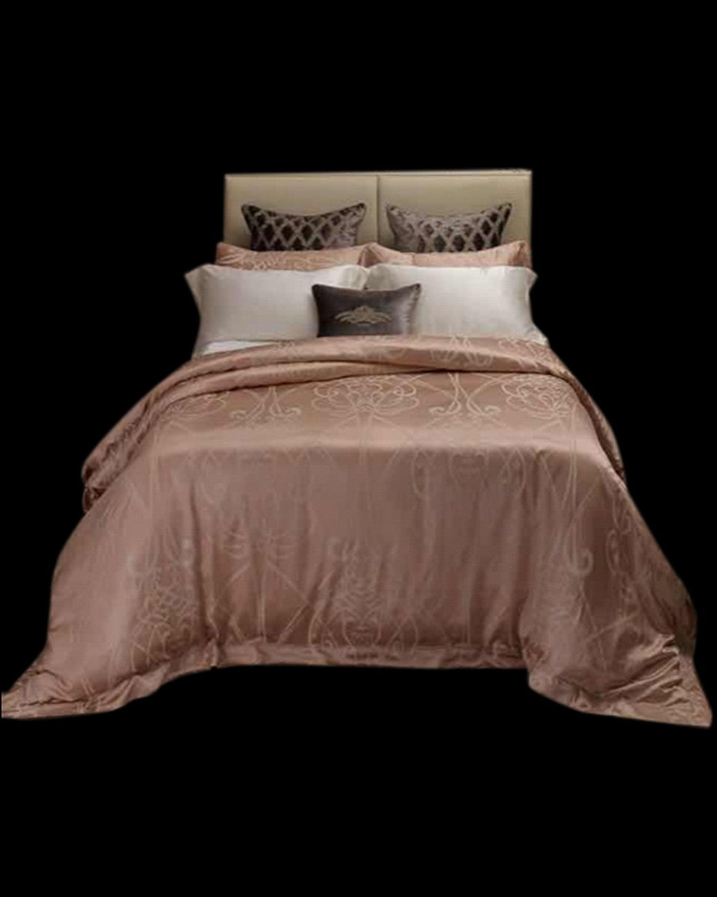 Luxury brown bed set with pillow