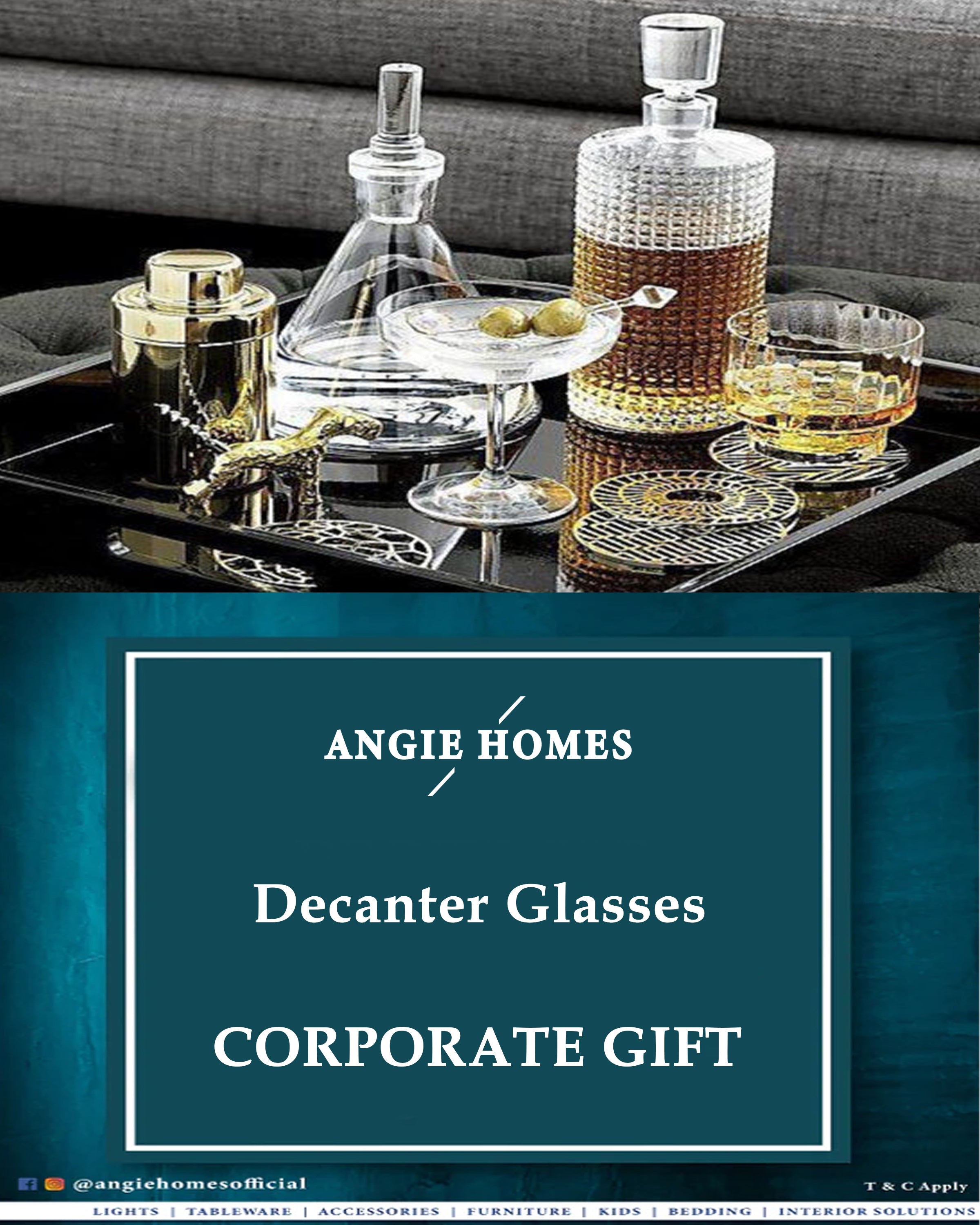 Decanter Set & Glasses for Wedding, House Warming & Corporate Gift ANGIE HOMES