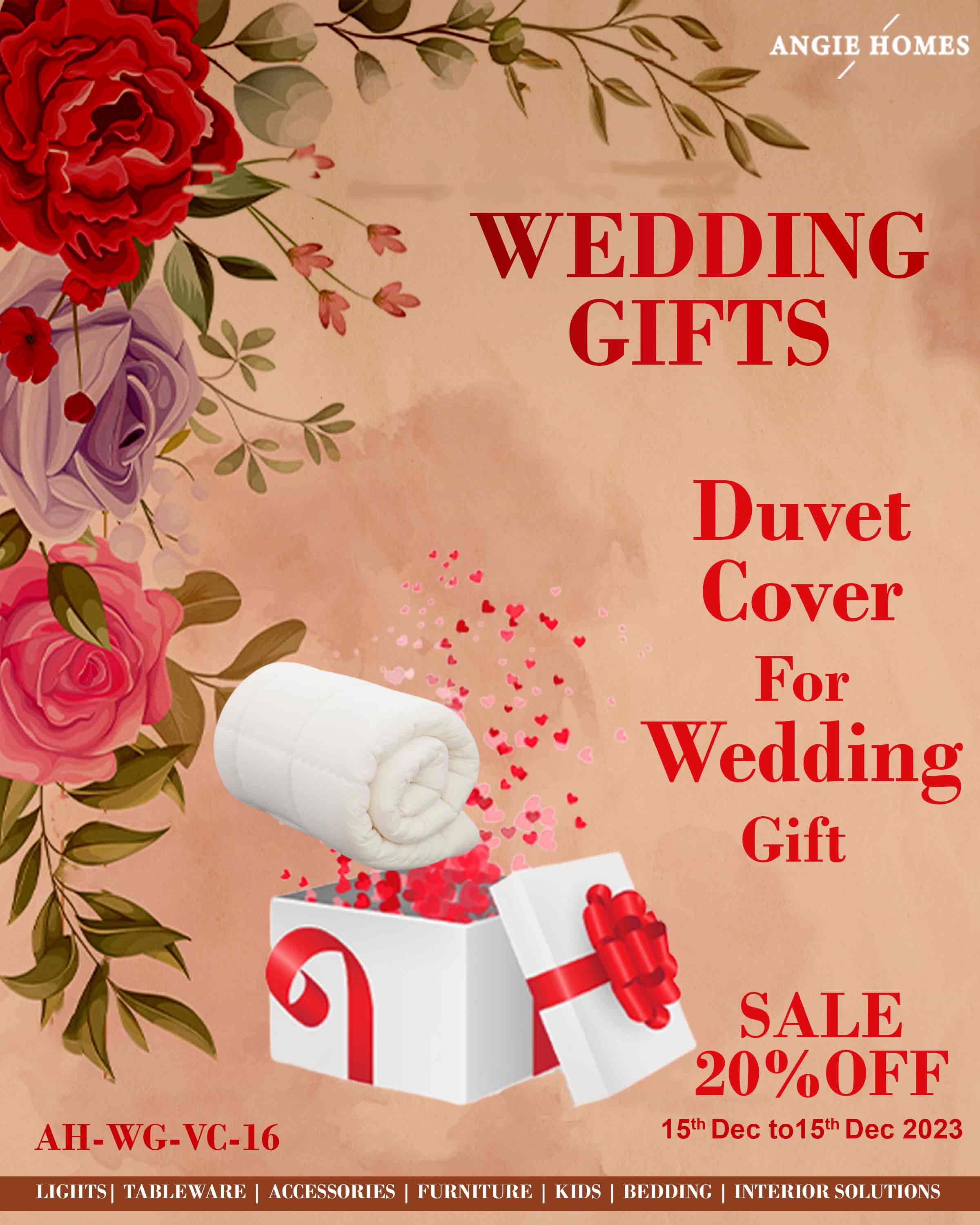 DUVET COVER SET FOR WEDDING GIFTS | MARRIAGE GIFT VOUCHER | GIFTTING CARD COUPLES ANGIE HOMES