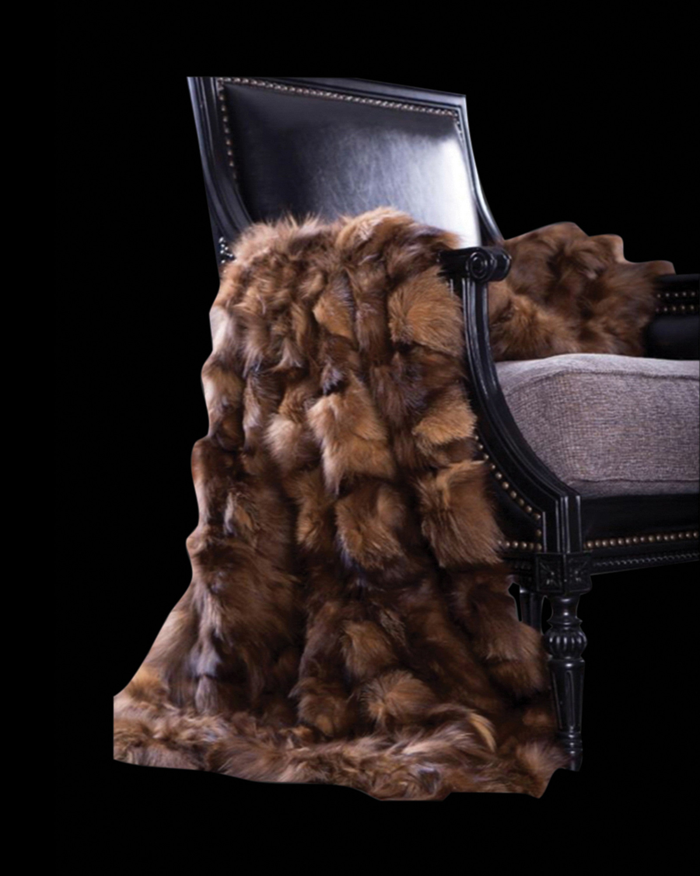 ELM Luxury Fur Brown Throw & Blanket 