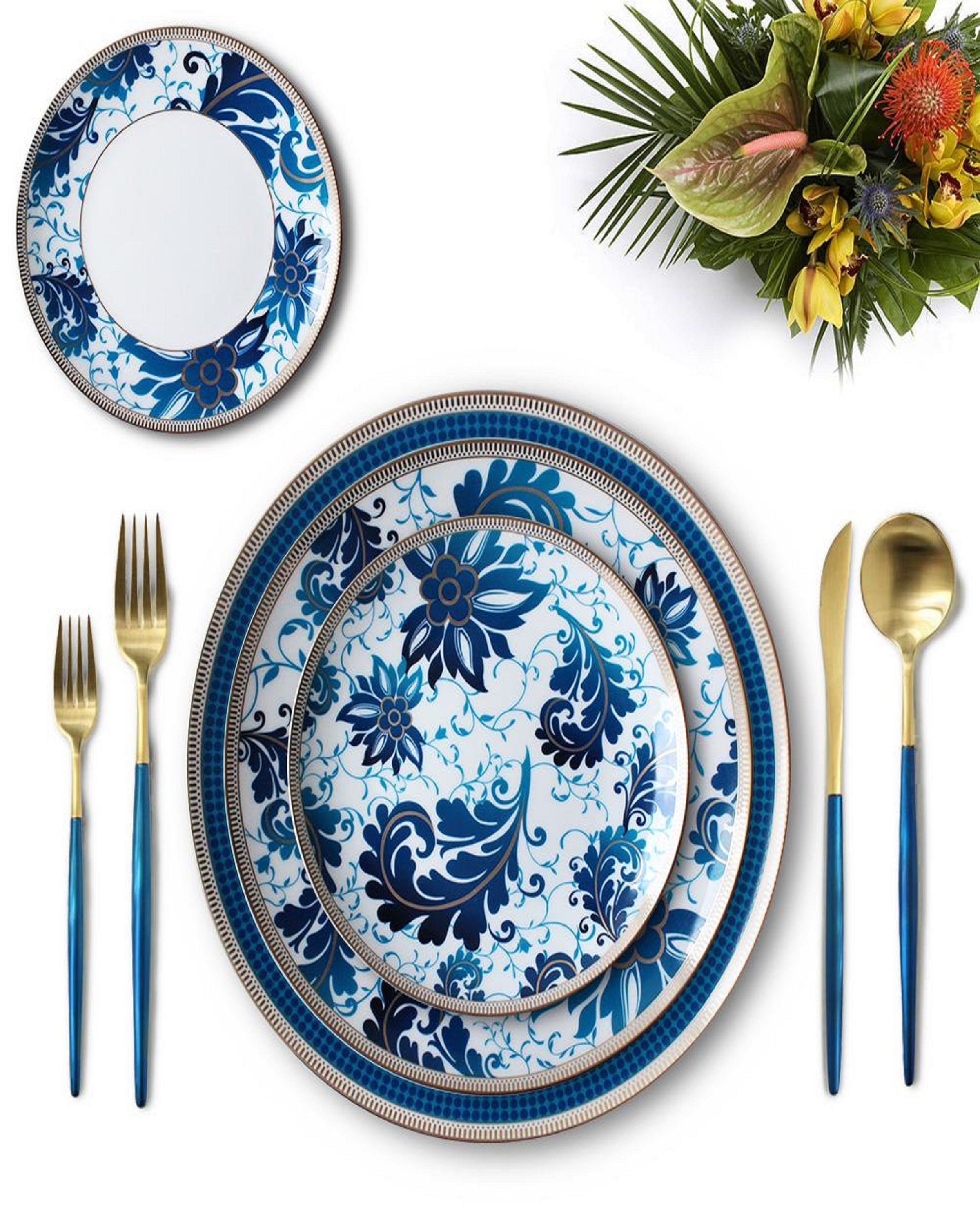 Best Quality Dinner Plates Online White Blue