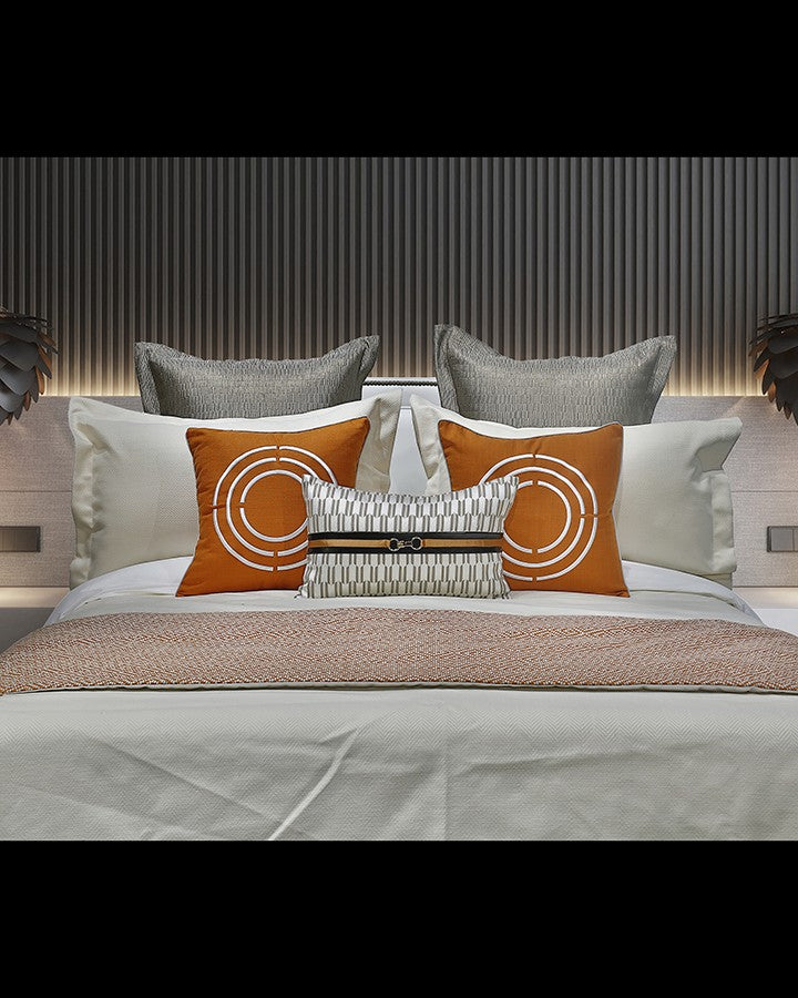 Luxury white and orange bed sets