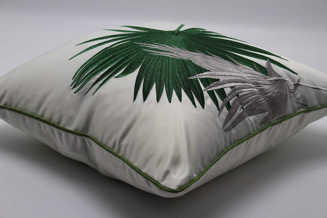 FLAIR WHITE GREEN LEAF BEAUTIFUL  CUSHION