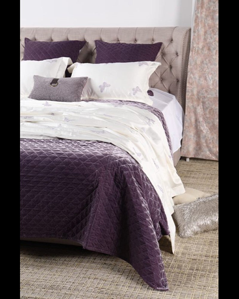Luxury dark purple bedsheet with pillow