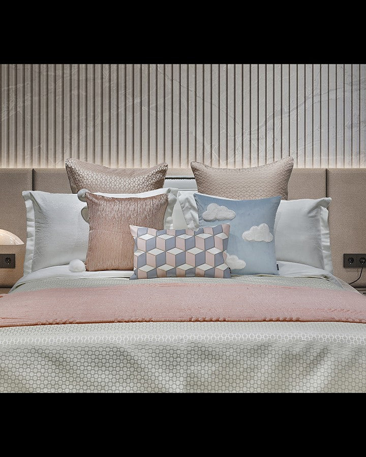 Luxury white and orange bed set with pillow