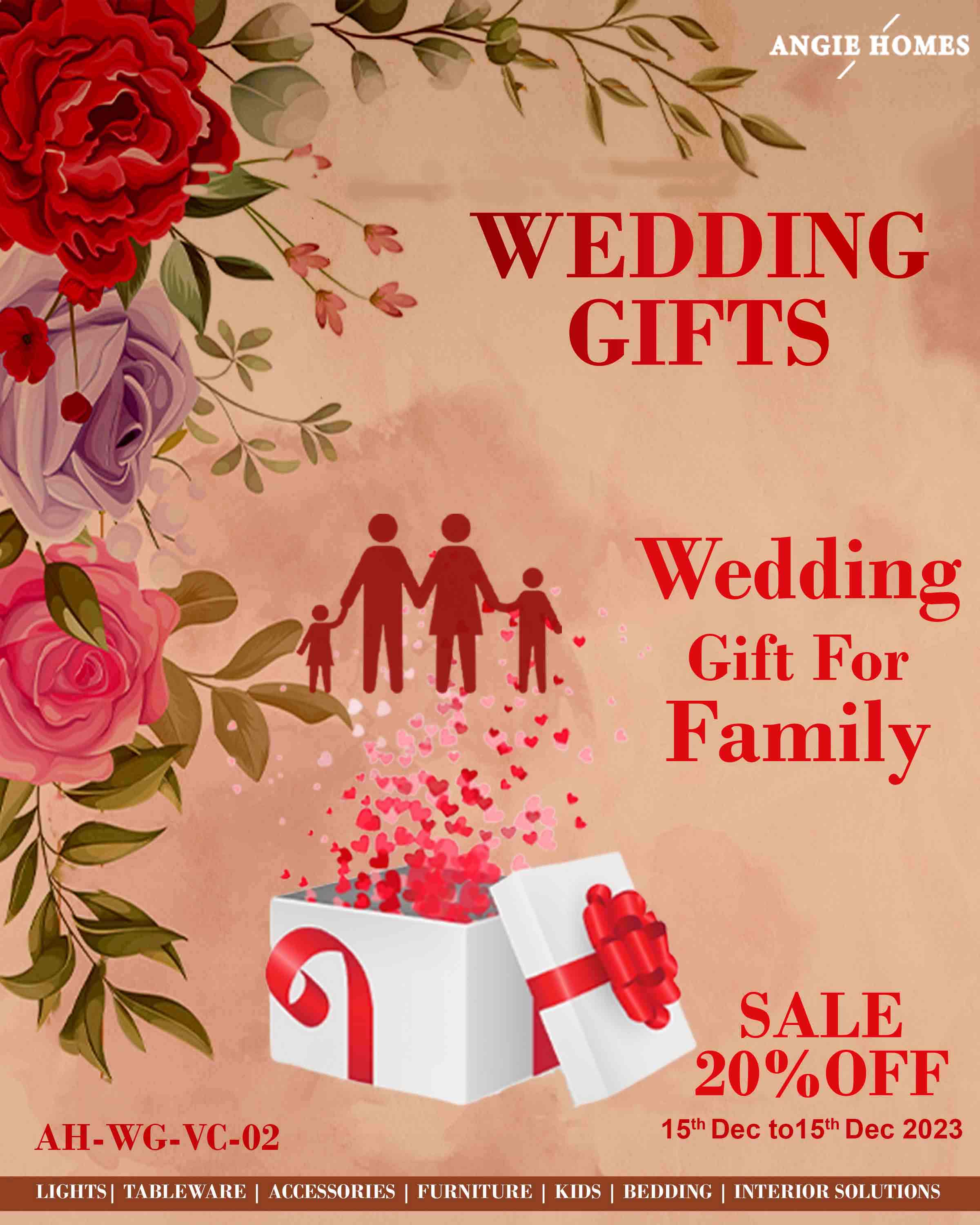 WEDDING GIFTS FOR FAMILY | MARRIAGE GIFT VOUCHER | GIFTTING CARD ANGIE HOMES