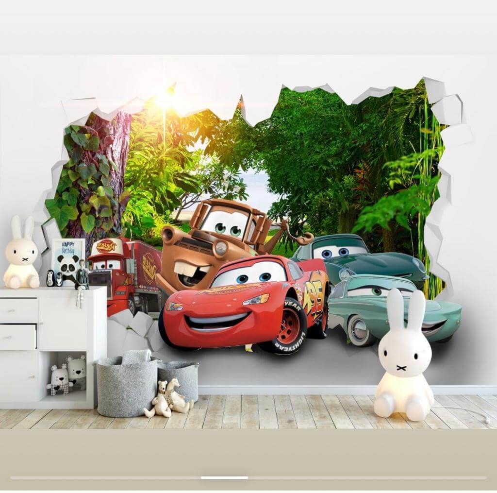 Kids Room Cars Theme Wallpaper ANGIE KRIPALANI DESIGN - ANGIE HOMES