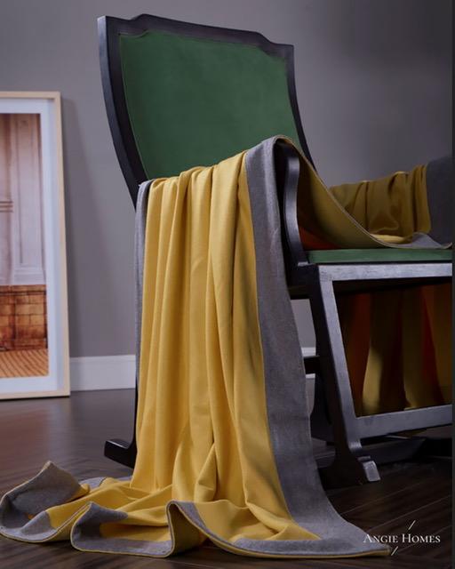 Luxury velvet yellow throws& blankets