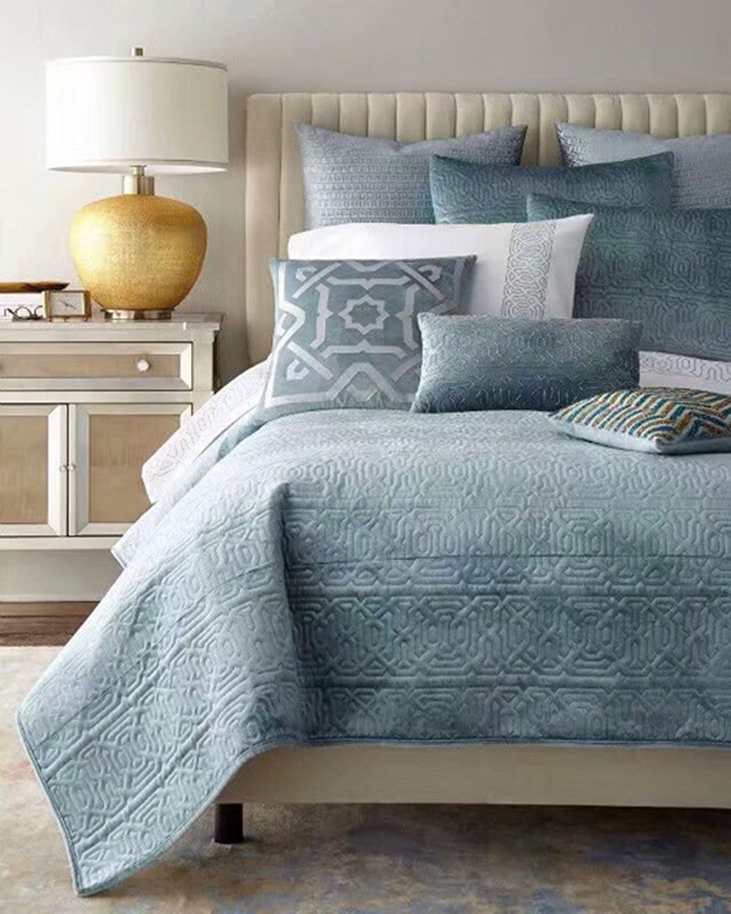 Buy Luxury sky blue quilted bed sets online