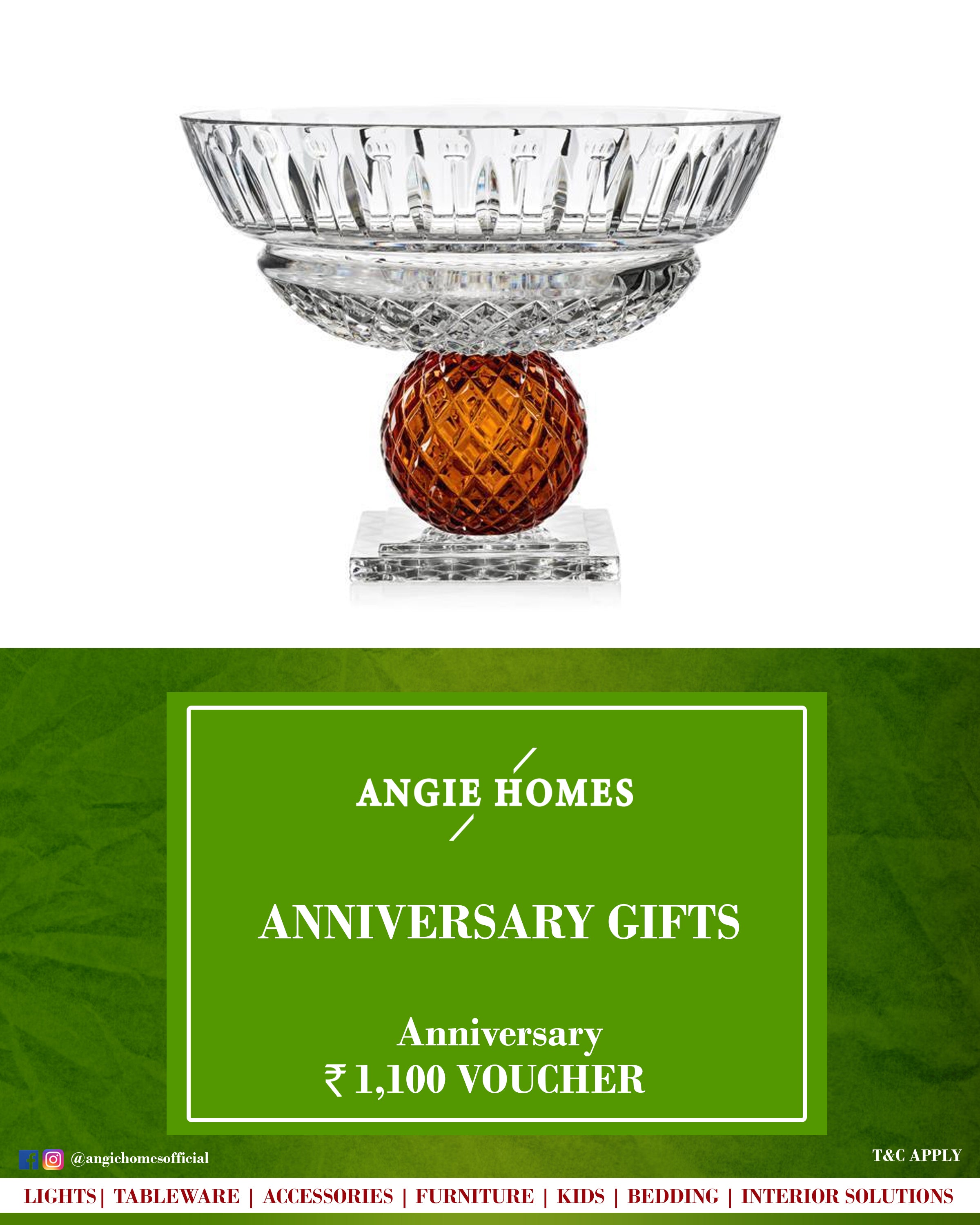 Decorative Glass Bowl Tableware for Anniversary Gift Card Voucher - Angie Homes E-Gift Card