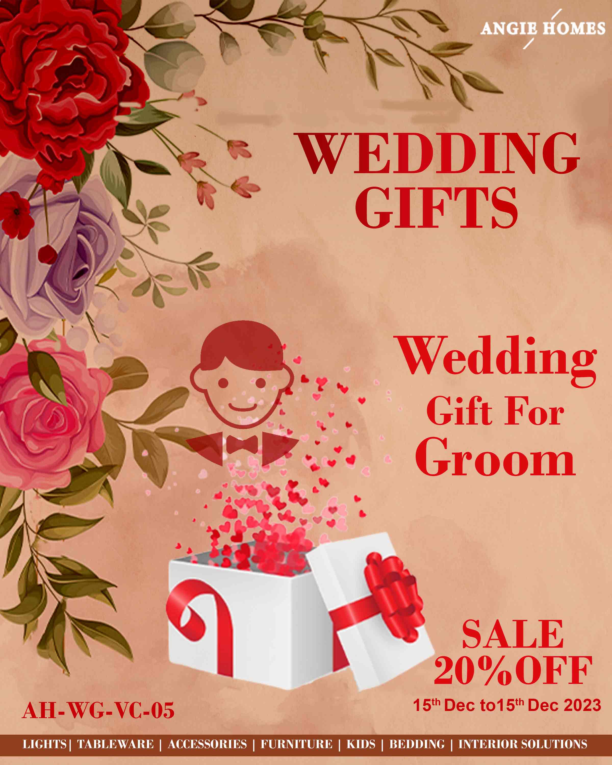 WEDDING GIFTS FOR GROOM | MARRIAGE GIFT VOUCHER | GIFTTING CARD FOR NEWLY WEDS ANGIE HOMES