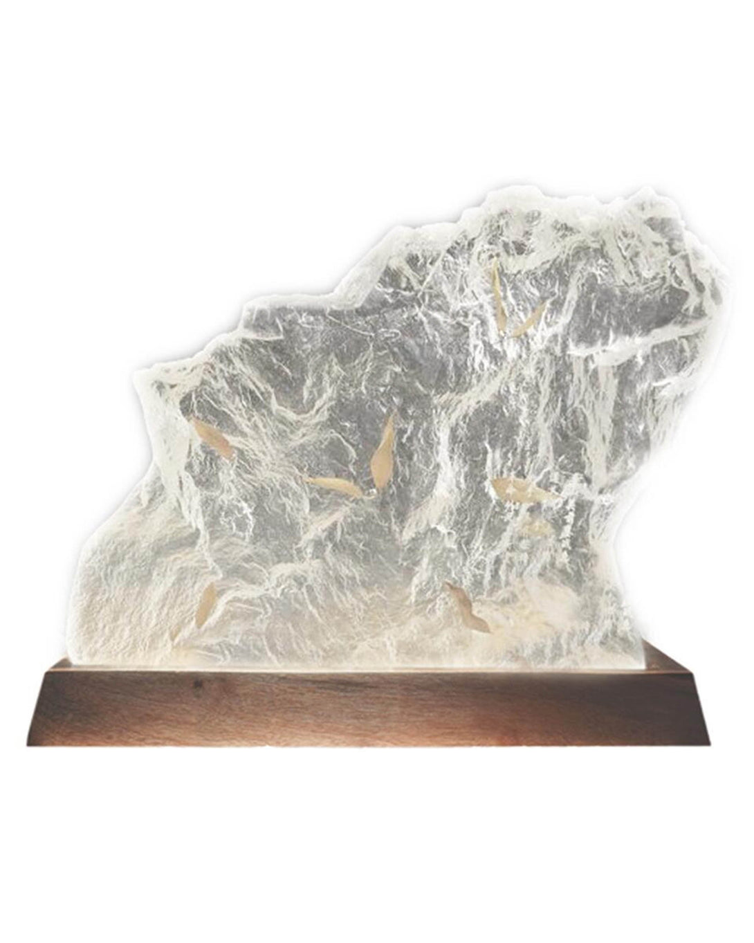 CRYSTAL SCULPTURE WITH WOODEN BASE