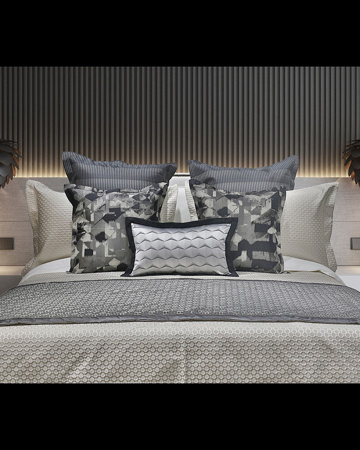 Luxury grey bed sheet with pillow