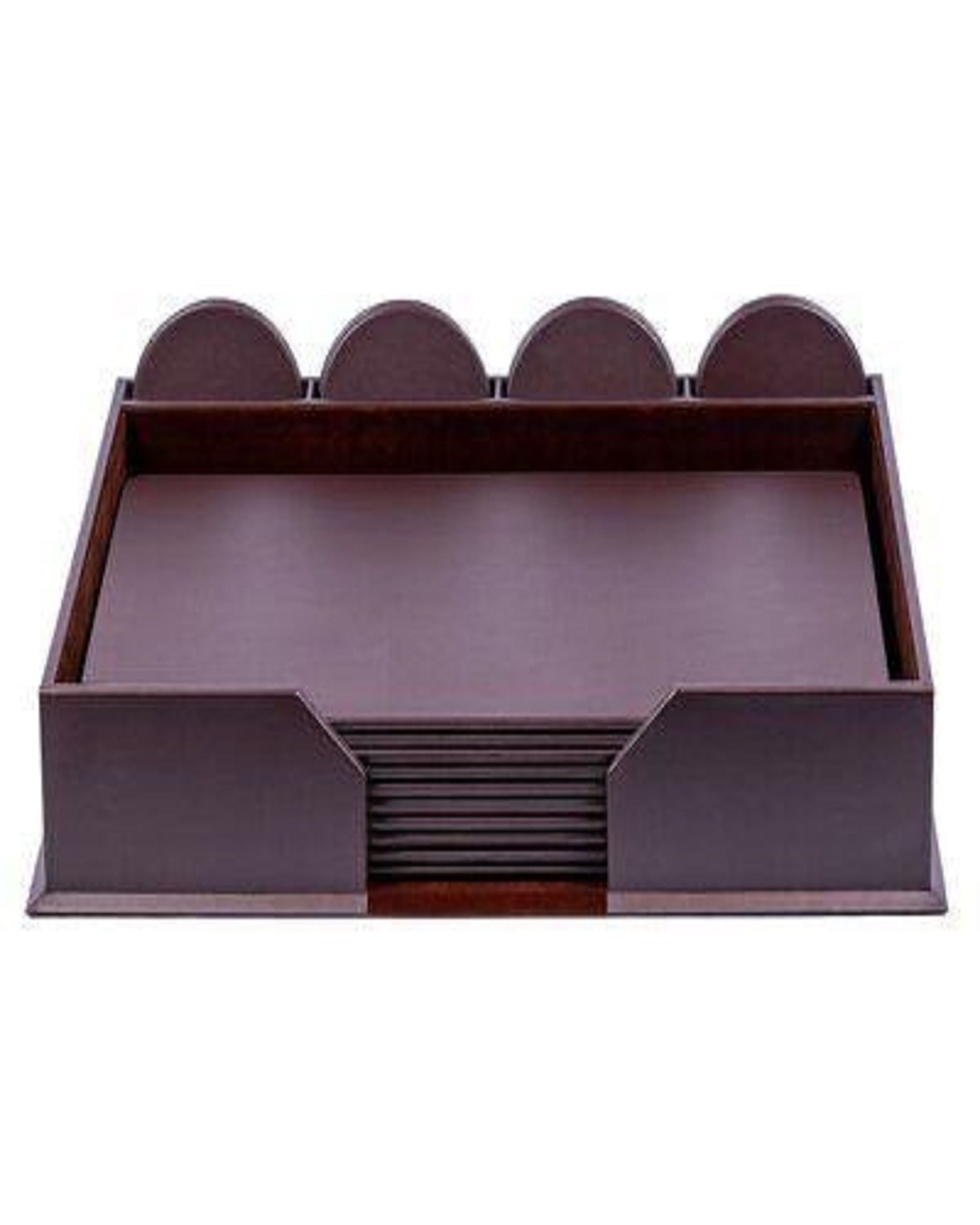 Maroon Leather Desk Accessories