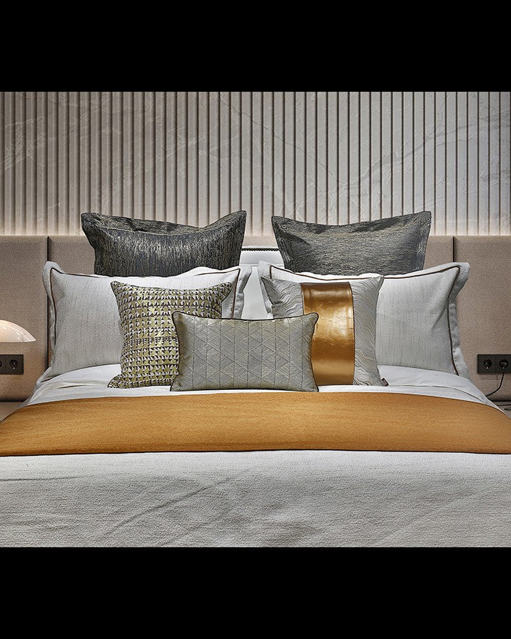 Luxury golden bed set with pillow