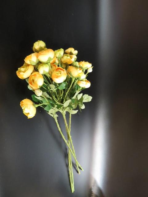 Yellow Rose Bush Artificial Flower Stick