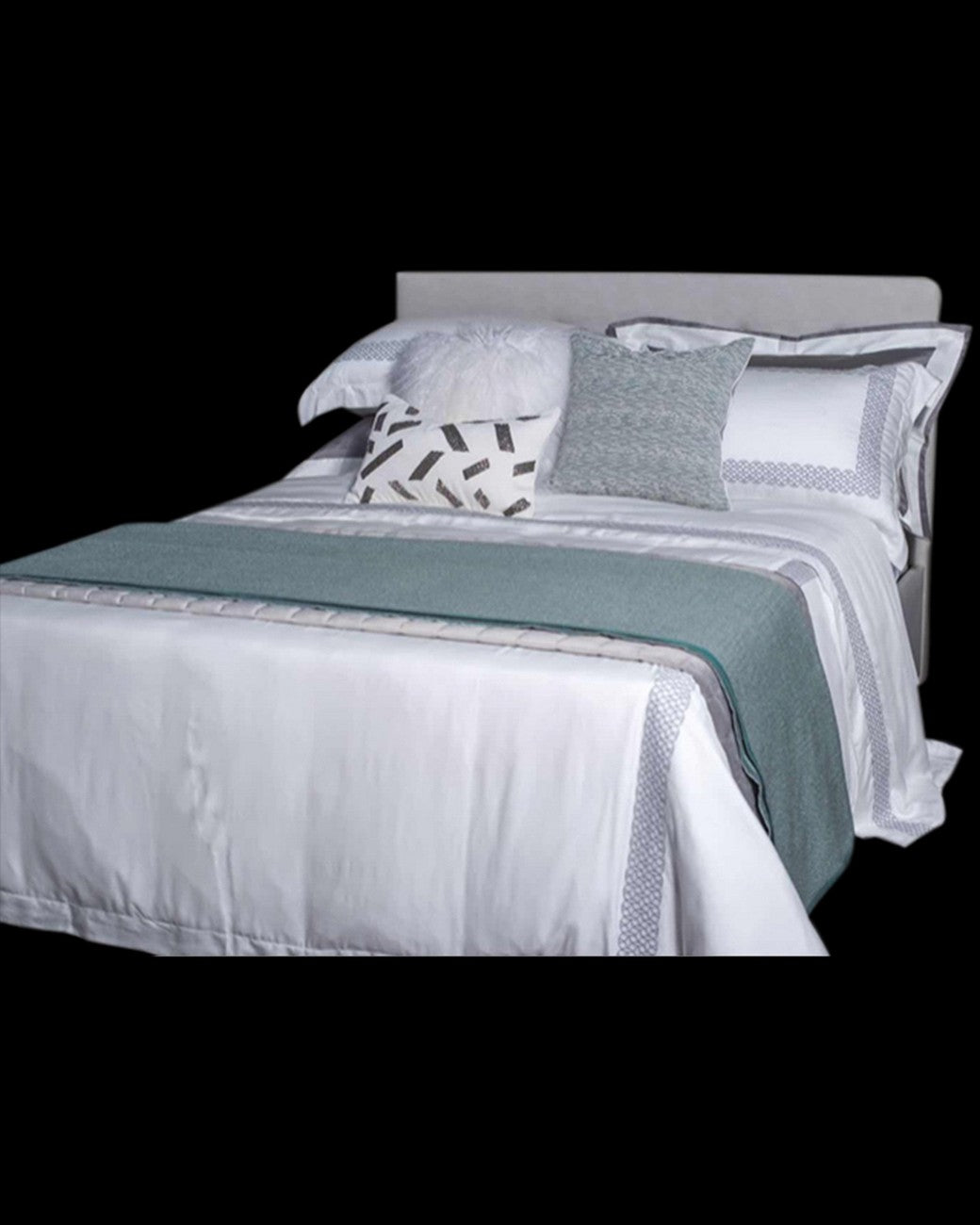 Luxury white and sky blue bed set with pillow