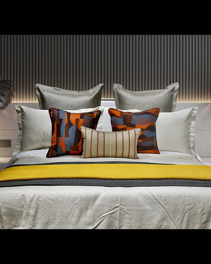 Luxury bed set with colorful pillow
