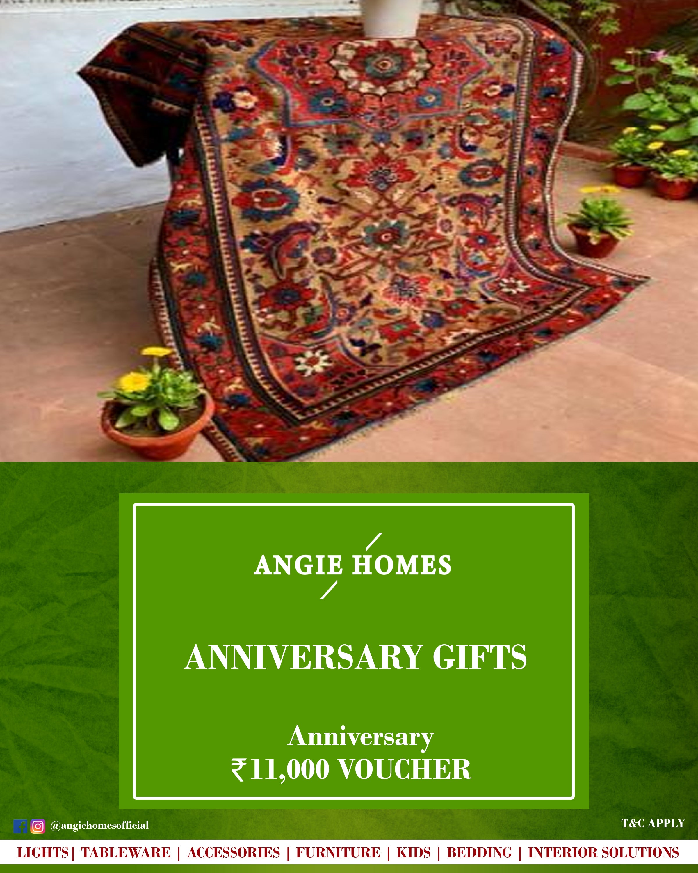 Oriental Handmade Kashmiri Carpets for Anniversary Gift Voucher - Angie Homes E-Gift Card