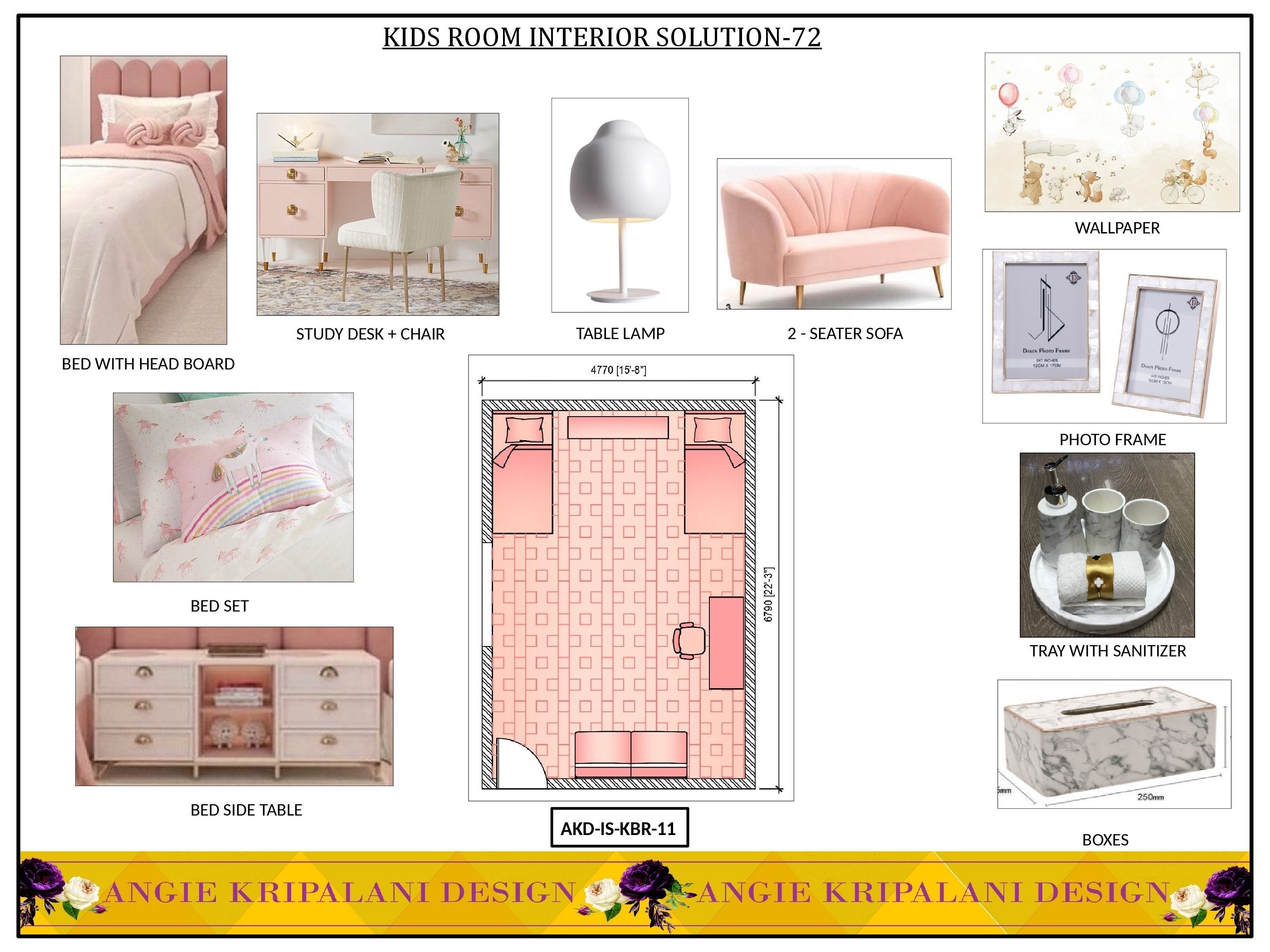Kids Room Interior Solution with Study Lamp and Wallpaper – ANGIE HOMES