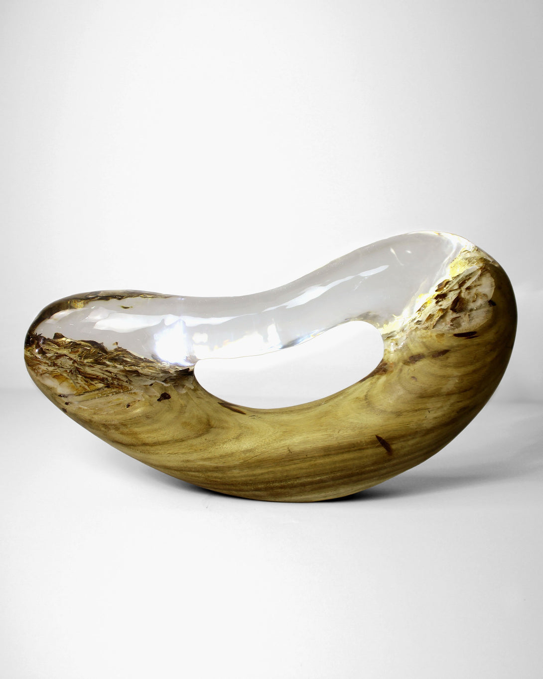 Wooden Base Crystal Sculpture