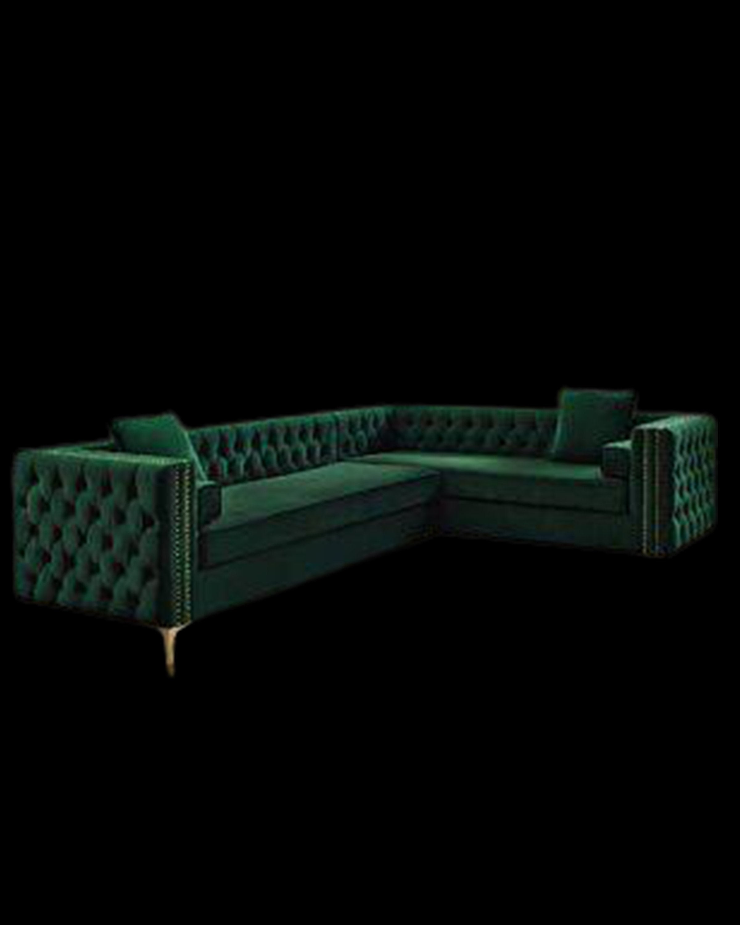Laynne Green L shape sofa set wooden