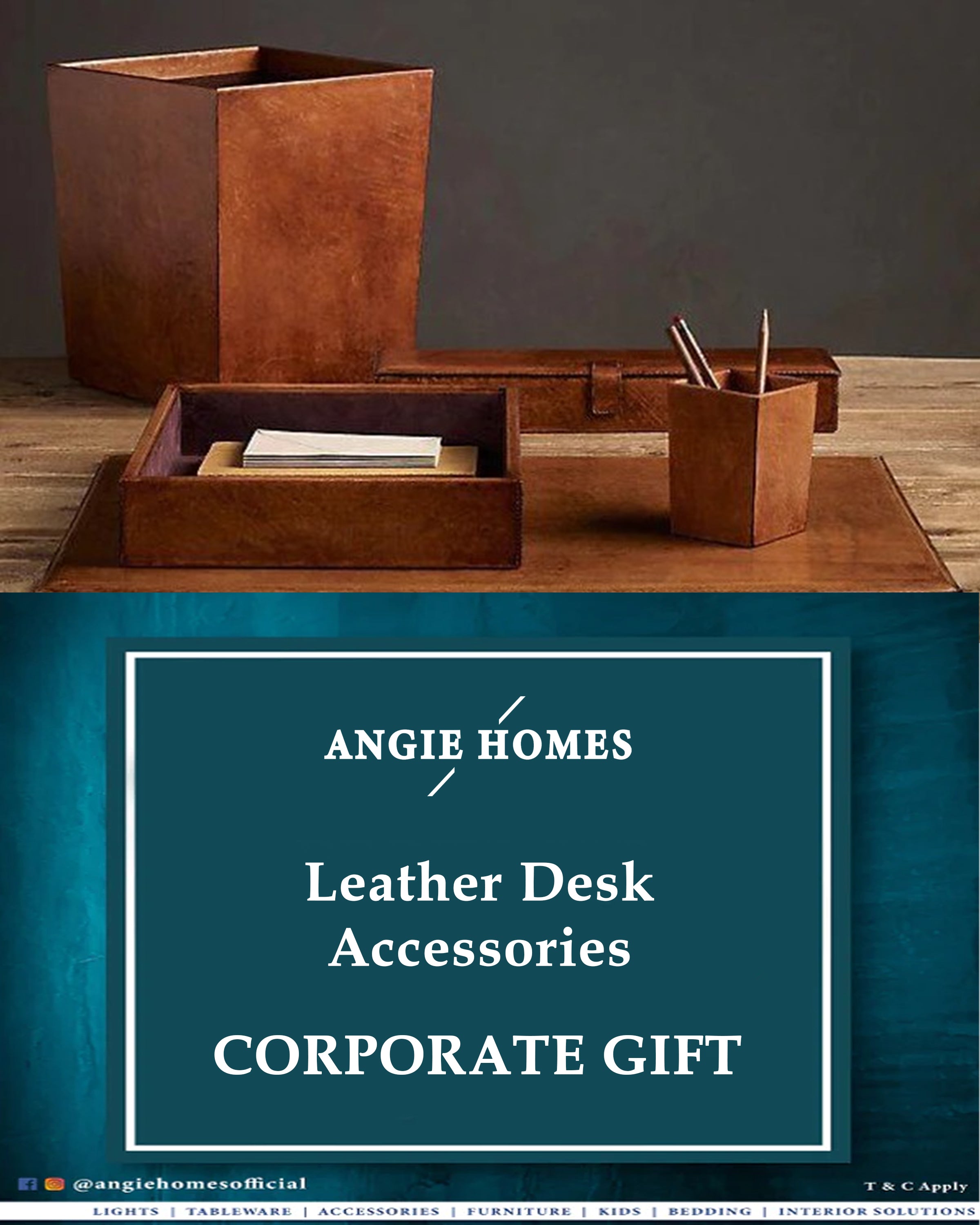 Leather Desk Accessories for Wedding, House Warming & Corporate Gift ANGIE HOMES