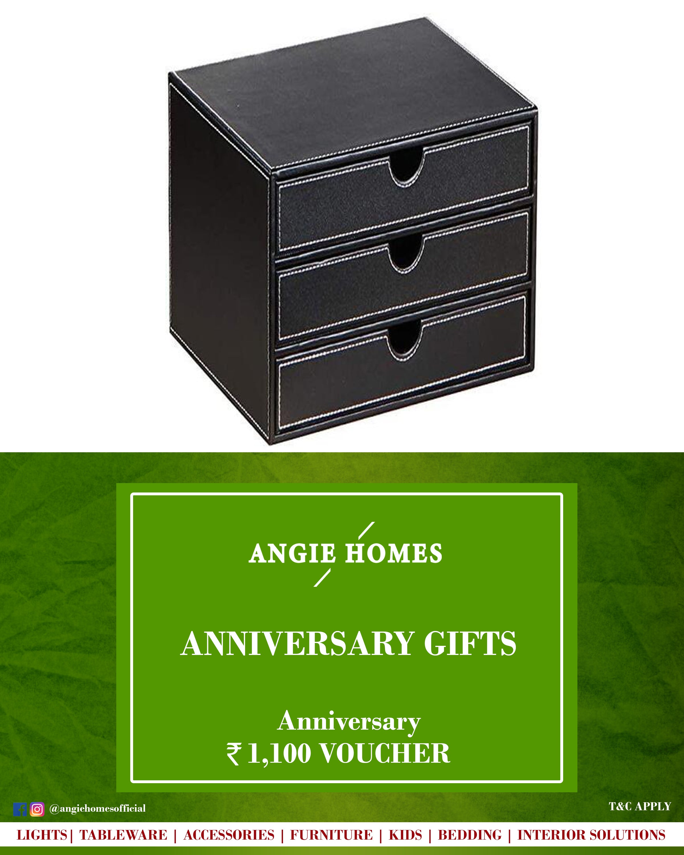 Leather Storage Boxes for Anniversary Gift Voucher - Angie Homes E-Gift Card