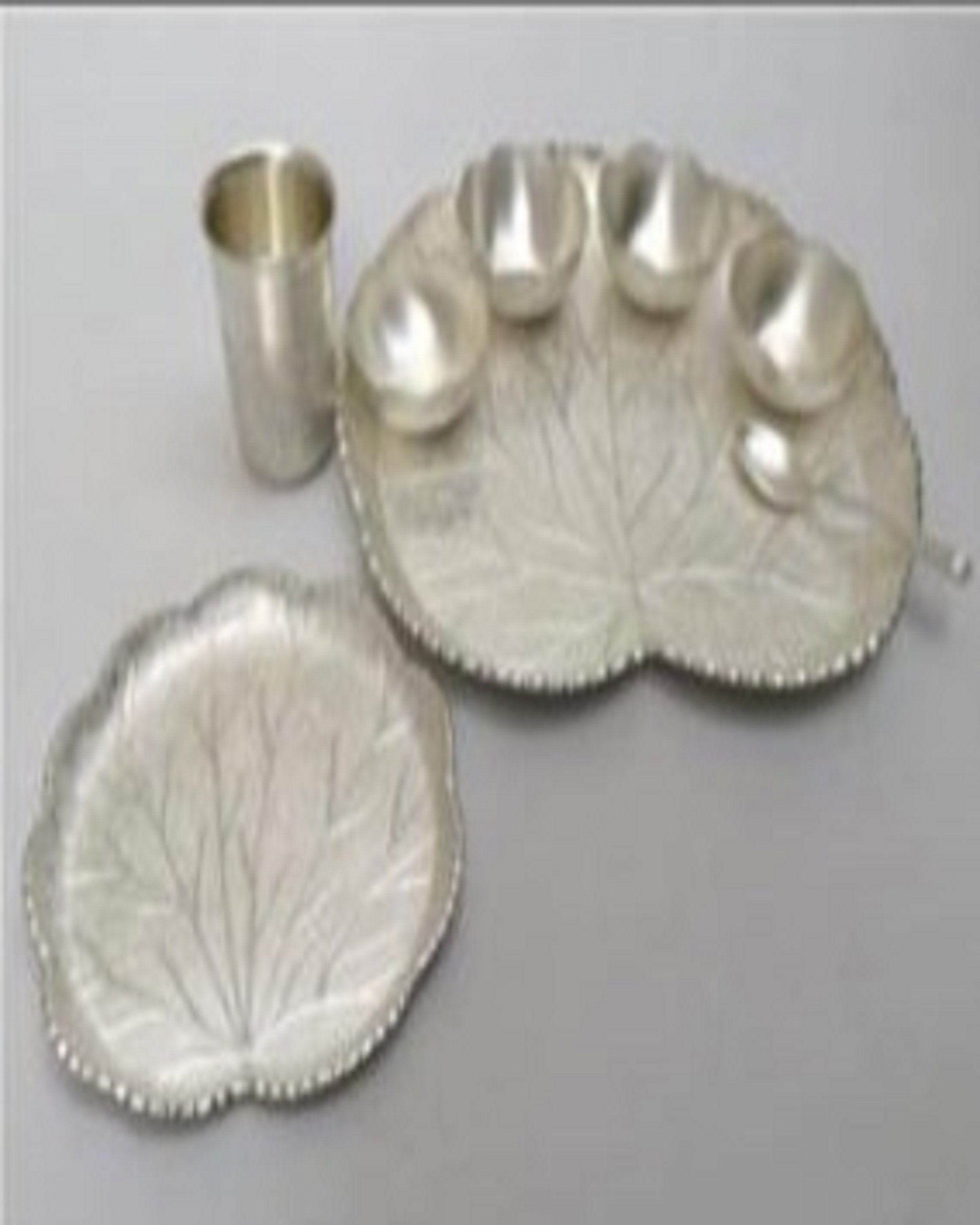 Lotus Leaf Thali  Silver Plated  With Glass, Bowl & Plate ANGIE HOMES