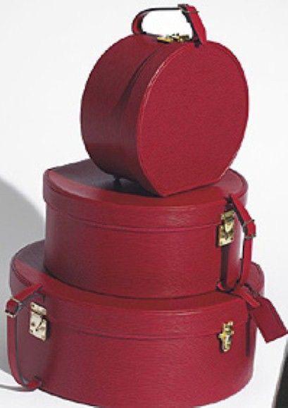 Red Leather Round Luggage