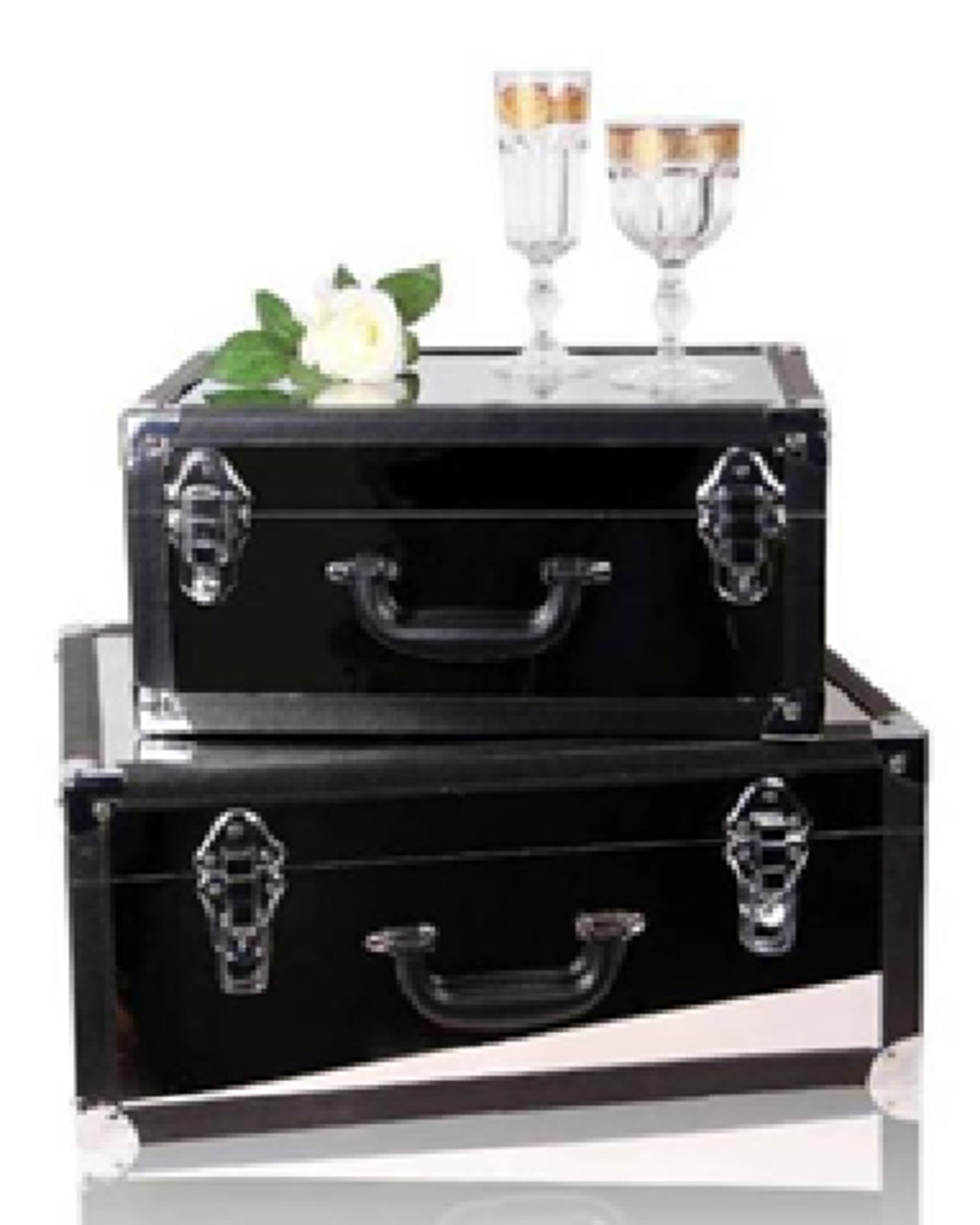 Black Leather Storage Trunk Boxes