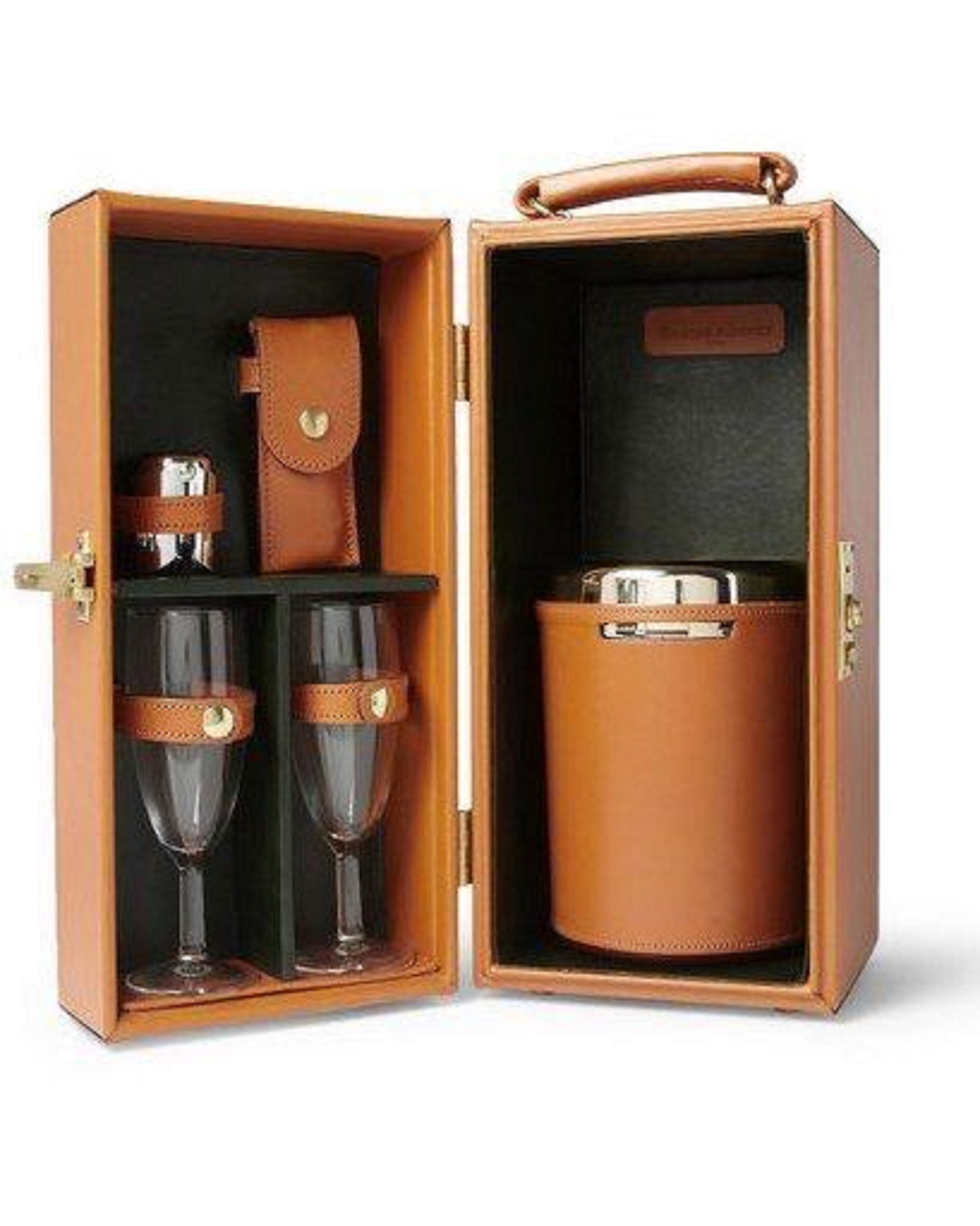 Champagne Leather Case Mini Bar Storage