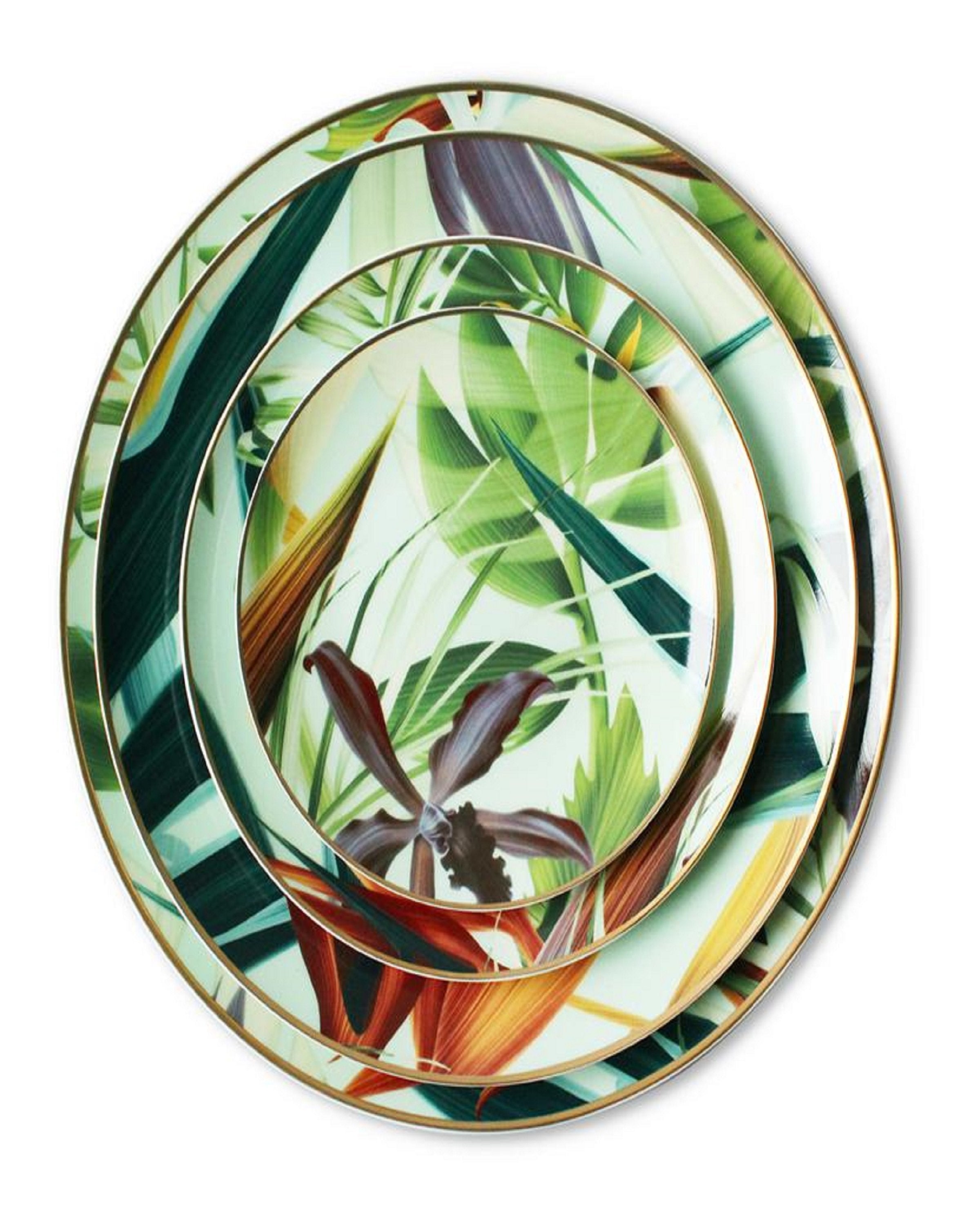 Green Brown Leaf Design Luxury Plates Online