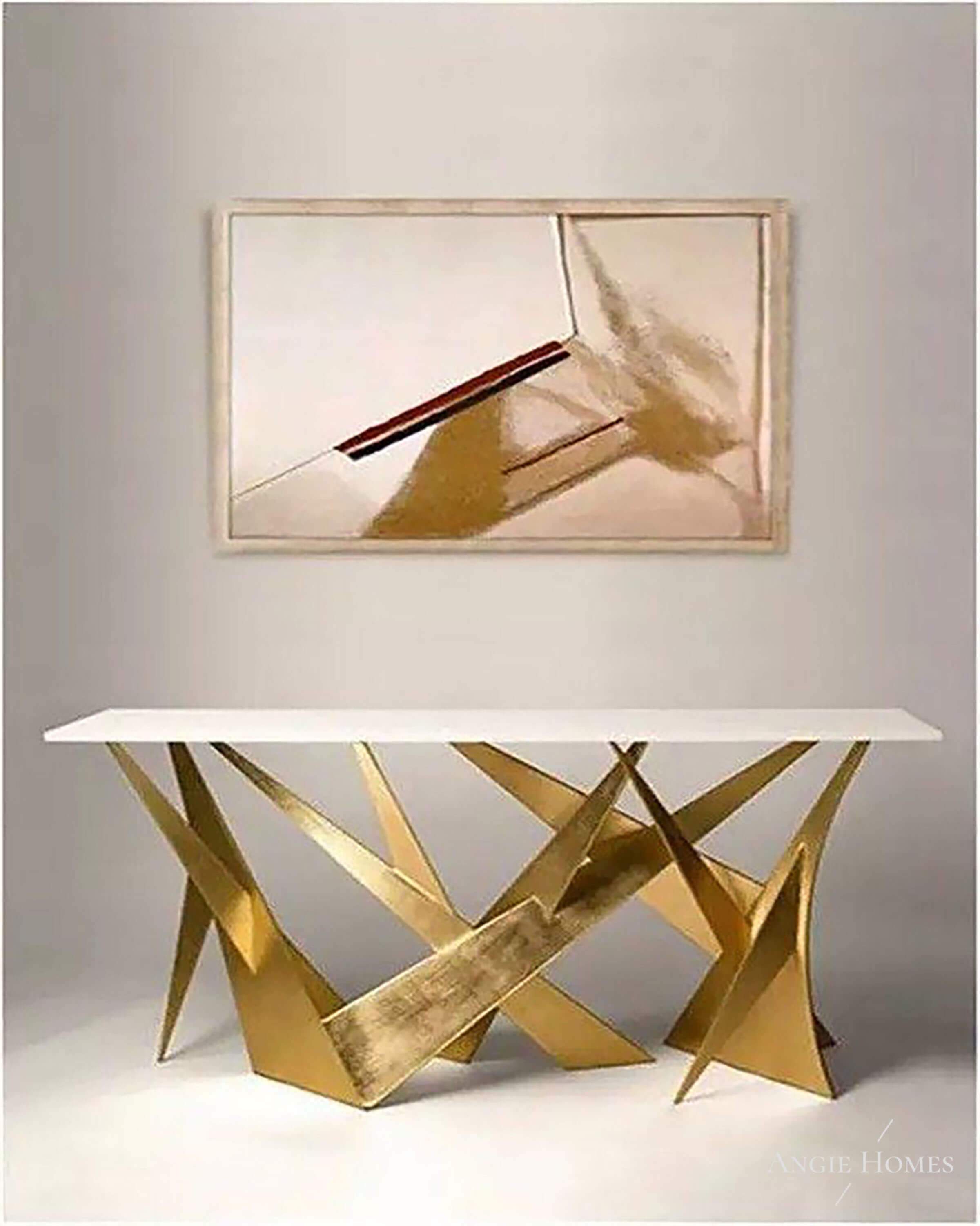 Luxury gold finish metal console